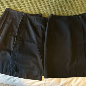 Three women’s black skirts.